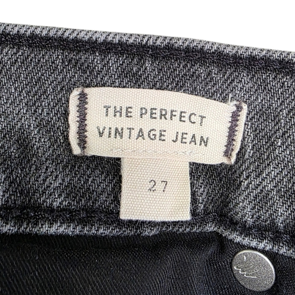 Madewell High Rise Black Distressed Straight Leg Jeans The Perfect Vintage Jean - Picture 10 of 12